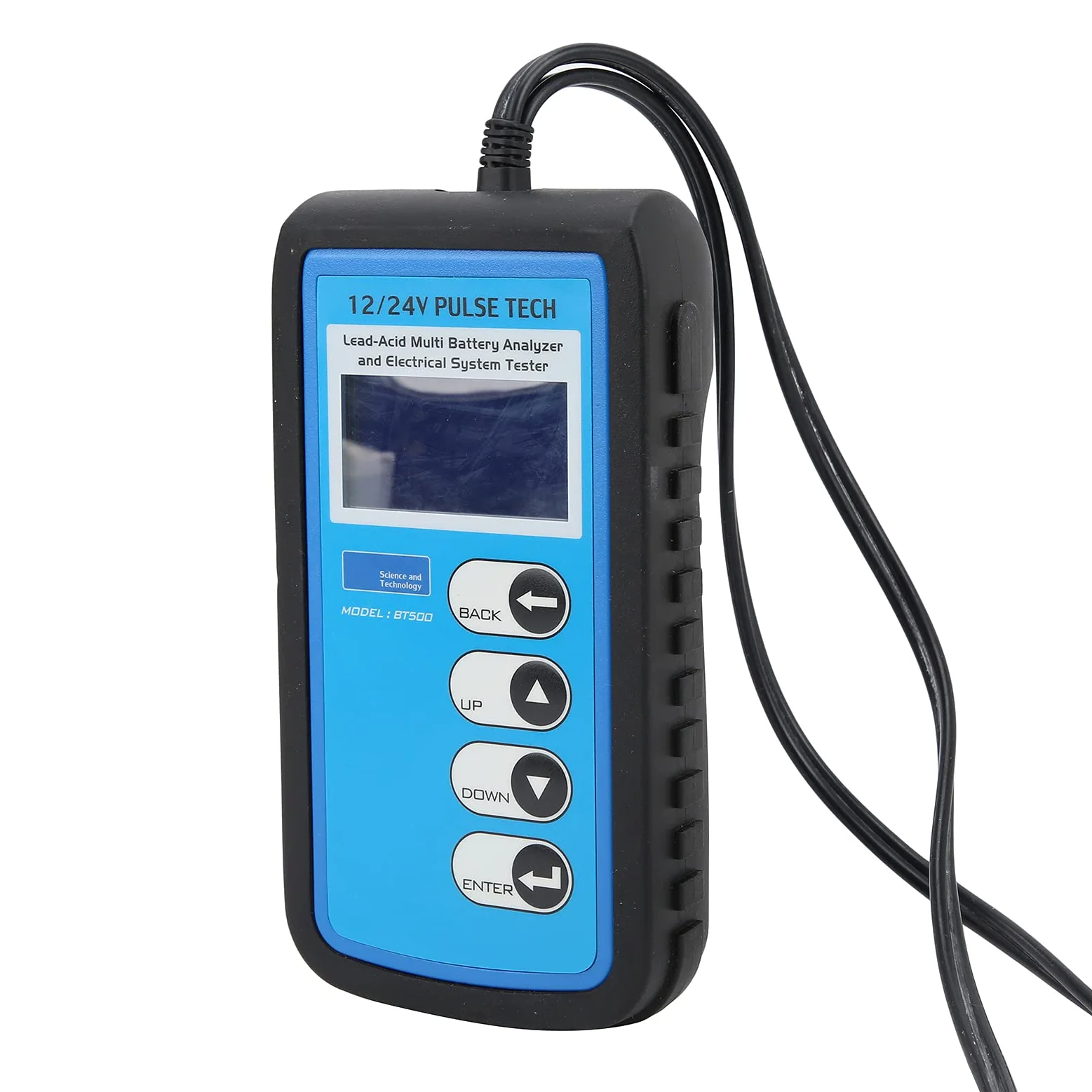 Testeur de batterie BT500 12 V/24 V, analyseur de batterie automobile avec écran LCD, testeur de conductance conforme aux normes CCA, DIN, IEC, EN et JIS, pour batteries