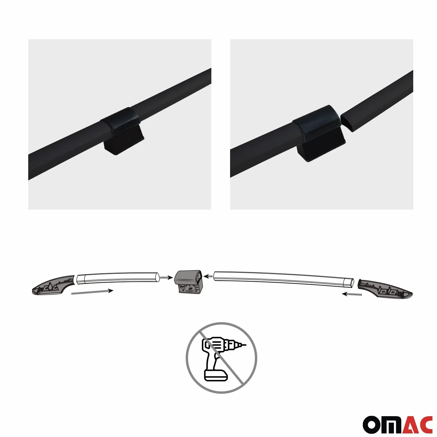 OMAC Barres de Toit longitudinales pour Citroen Berlingo 2018-2026 L2 Alu Noir