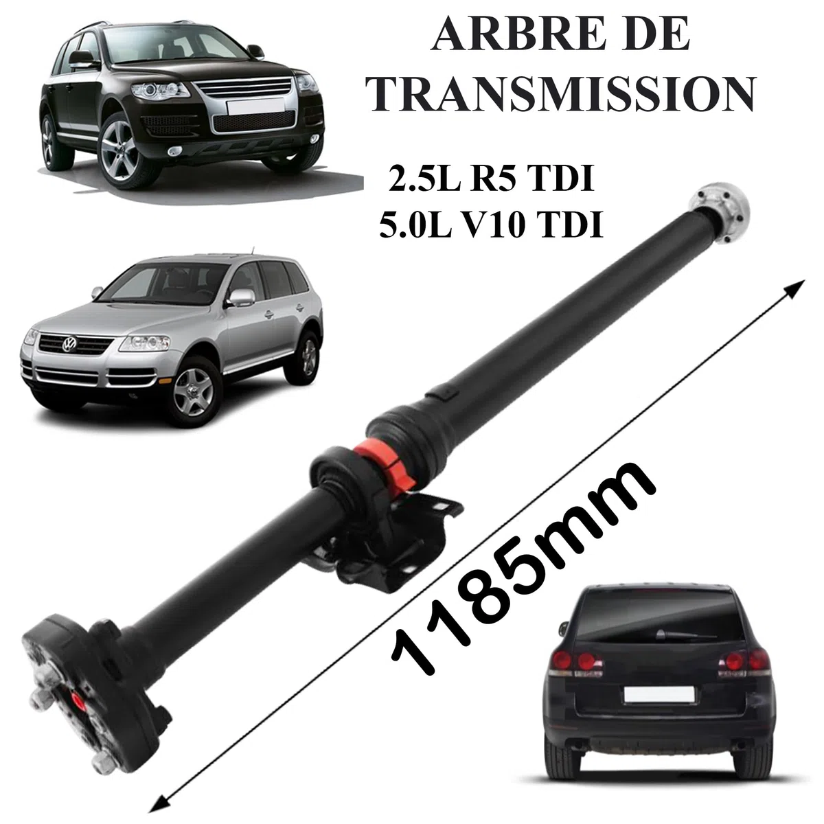 Partsline Arbre de Transmission Arrière 1185 mm compatible avec Touareg