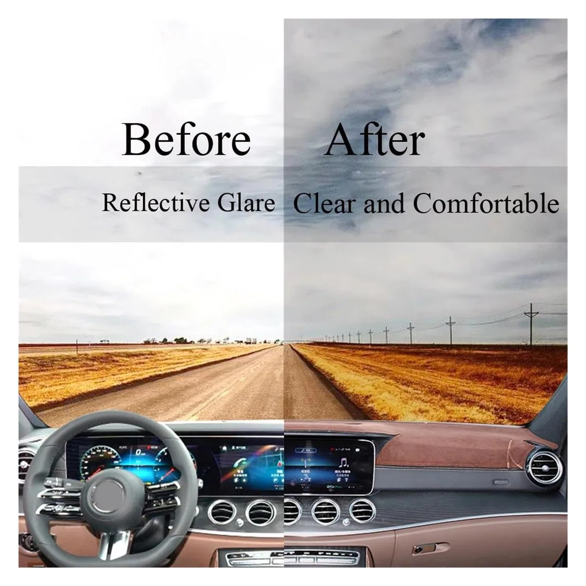 Tapis Tableau Bord intérieur Voiture Tapis Tableau Bord en Cuir Suédé pour BMW X1 IX1 2023 2024 U10 U11 Protection Solaire Accessoires Voiture(Bleu,RHD)
