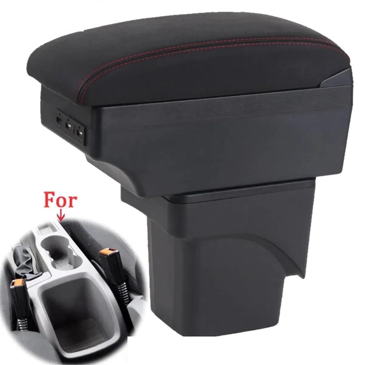 Compatible avec Ford Focus 2 MK2 : boîte de Rangement pour accoudoir Central réglable, Protection et Extension d'accoudoir avec 7 Ports USB.