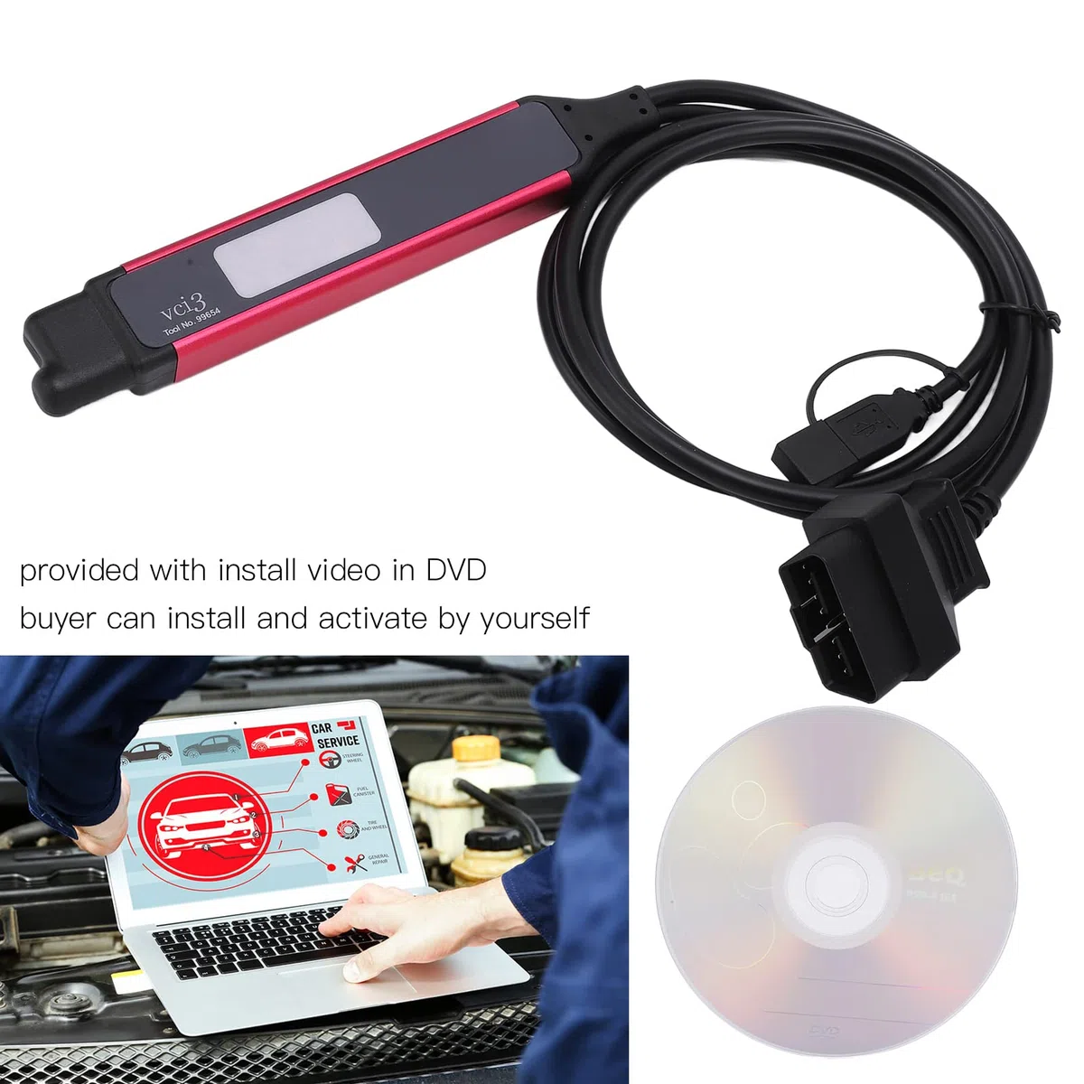 Vci,Outils De Diagnostic du Scanner Vci 3,Lecteur De Code Obdii WiFi Outil De Diagnostic De Code De Défaut De Moteur sans Fil pour Camion