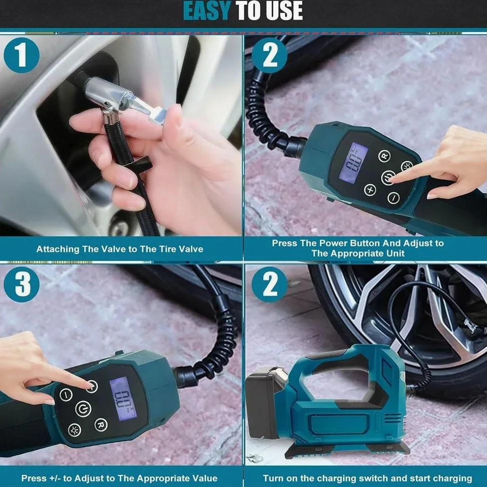Compresseur Air Pompe portative à batterie au lithium Gonfleur Electrique
