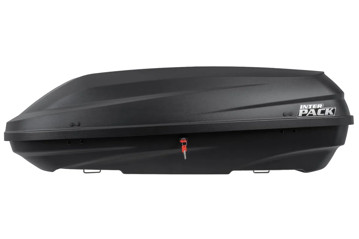 Coffre de Toit Stella 440 Noir Mat 360L, Charge 75kg Double Ouverture pour Transport de 5 Paires de Skis et Bagages sur Barres de Toit de 57 à 84 cm