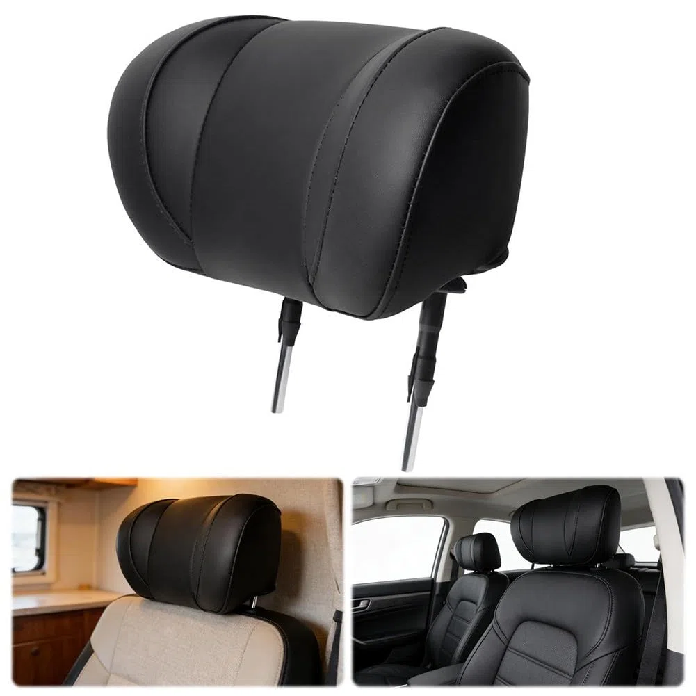 Appui-tête de siège de voiture de rechange de 150 mm - Espacement des barres réglable en cuir synthétique - Mousse à mémoire de forme - Pour camping-car, monospace, van, sprinter - Emballage