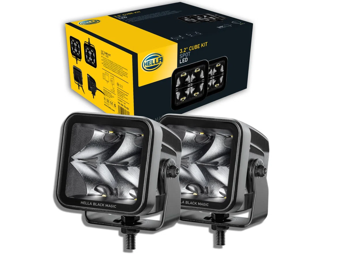 HELLA 1Fa 358 176-821 Led-Projecteur Longue Portée - Black Magic Cube Kit 3.2" - 12/24V