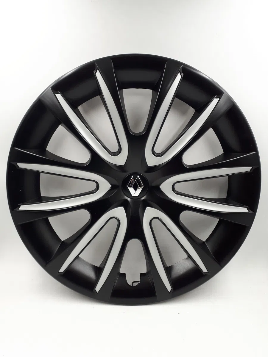Lot de 4 enjoliveurs d'origine pour Renault Dacia, 40,6 cm (16 pouces), bicolore, noir et gris.