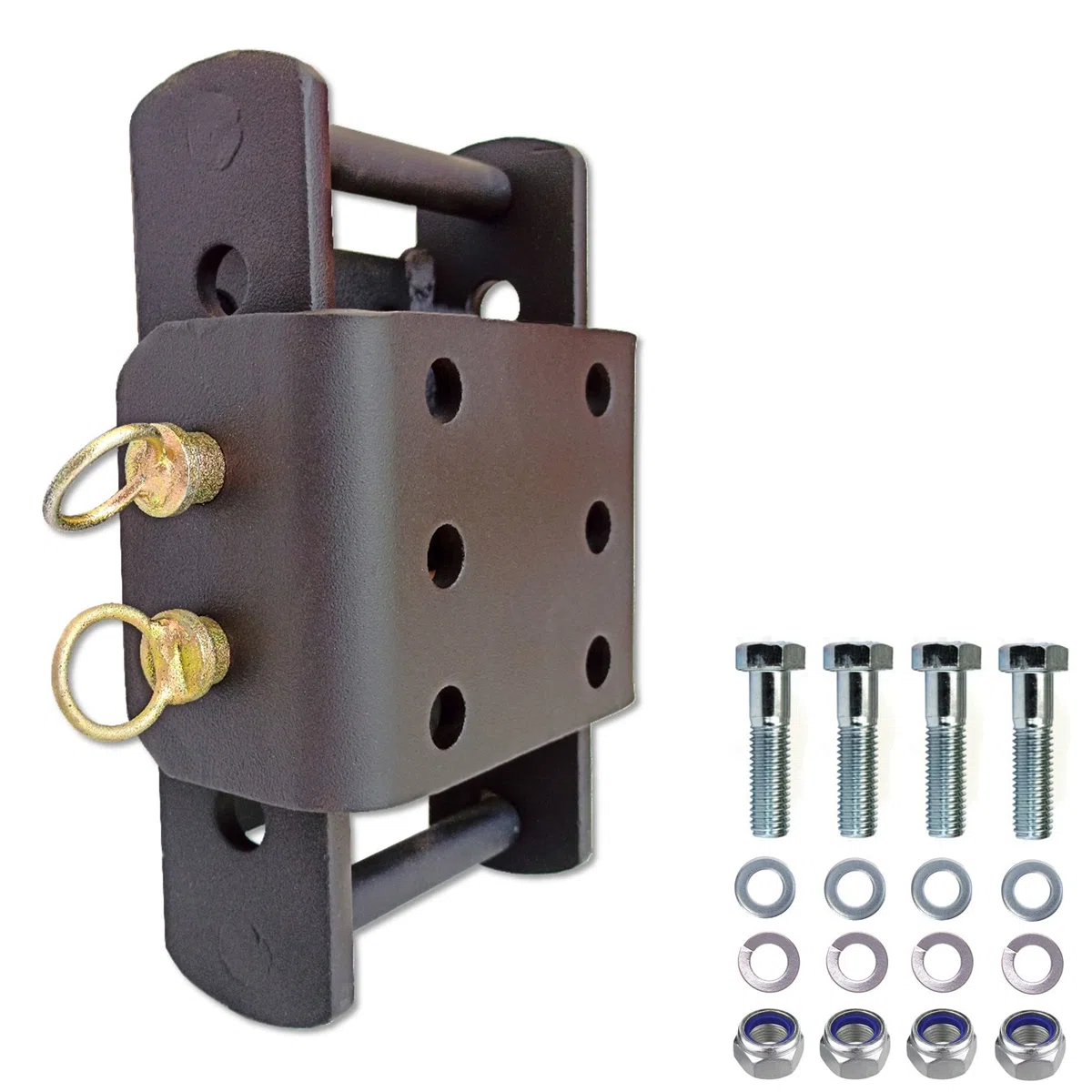 XIMPLIO Attelage universel réglable en hauteur – Réglage de la hauteur de boule avec systčme de changement AHK-Bock (pour 2 trous 90 mm AHK, noir, 3 x 45 mm)
